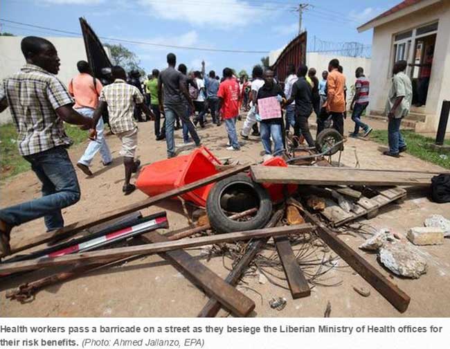 Liberian Health Care Workers Protesting