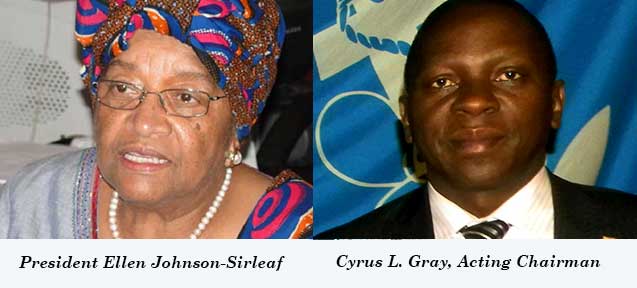 President Sirleaf and Cyrus L. Gray